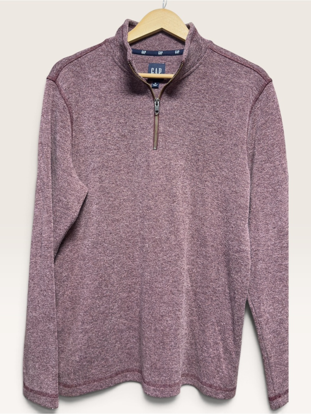 GAP Men's Heathered Mauve Half-Zip Sweater